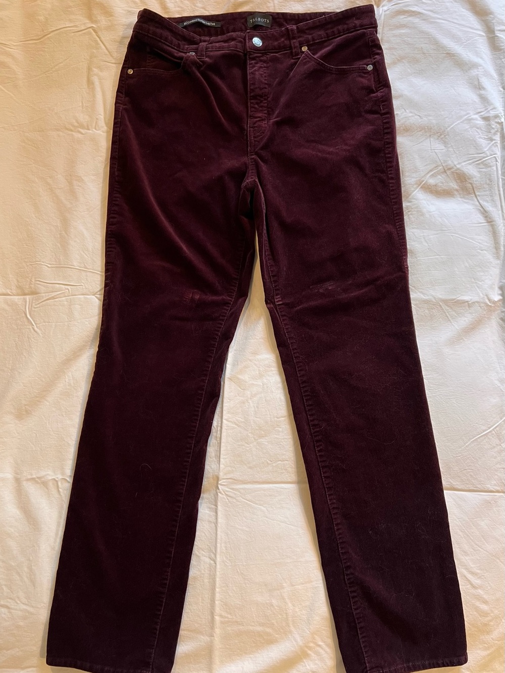 Talbots Straight Corduroy Jeans in Burgundy